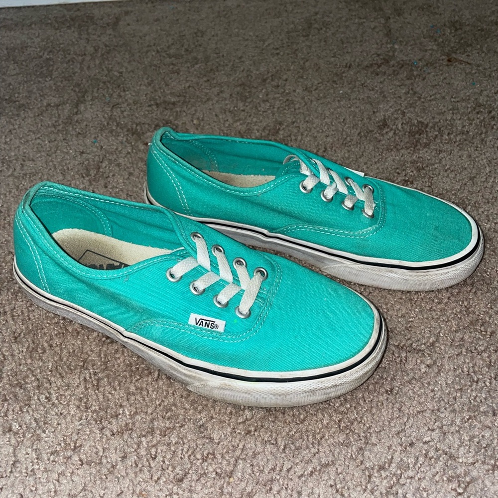 VANS Off The Wall Mint Turquoise Low Canvas Skate Shoes Mens 6 / Womens 7.5